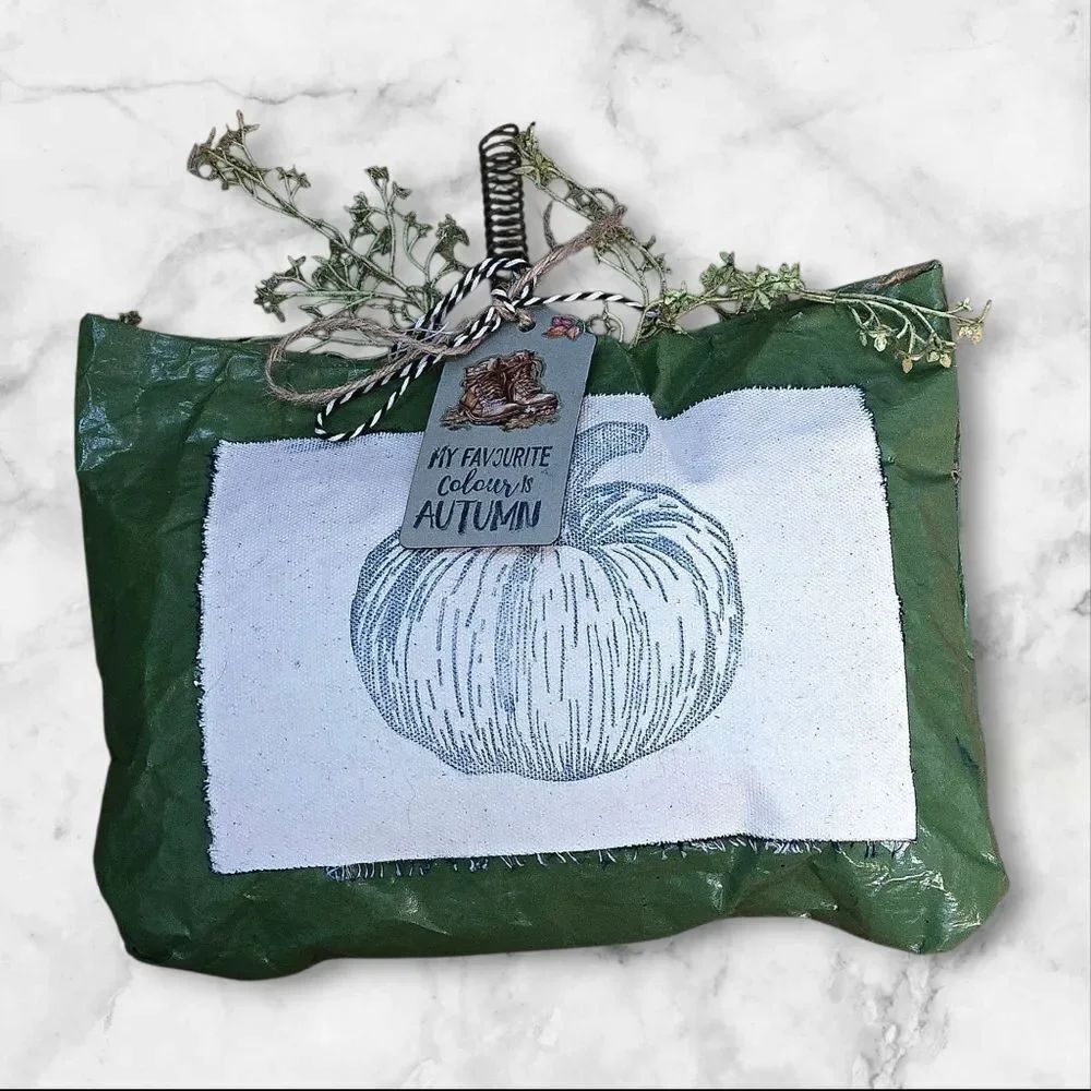 "5/$40" Handcrafted Upcycled Green Paper Bag Pumpkin Fall Autumn Decor